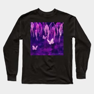 Wisteria and Butterflies Negative Painting Long Sleeve T-Shirt